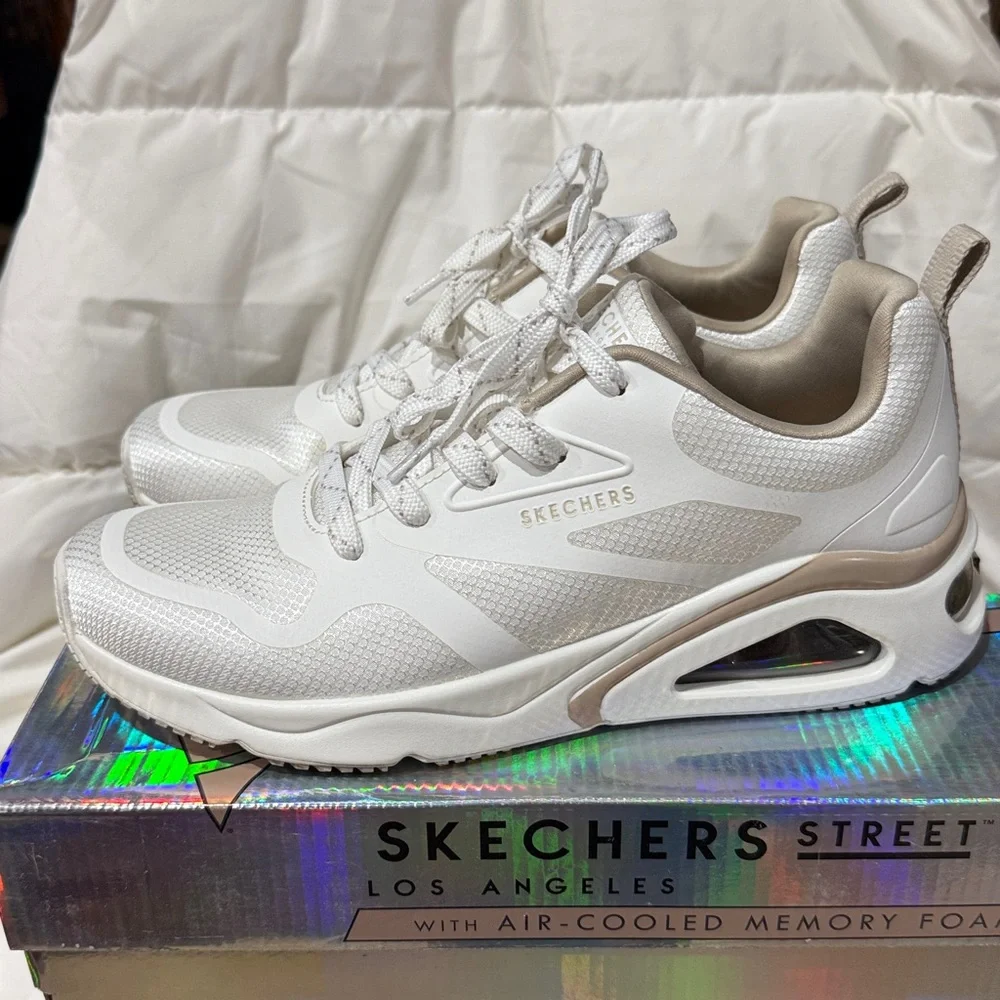 Skechers Street Women's Tres-Air Uno Modern Affair Casual Sneakers Sz 8‎ White